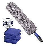 Busy Life Car Duster and Microfiber Cleaning Cloth 3-Pack- Make Quick Work of Interior Car Detailing - Advanced Dusting Head Design Cleans Hard to Reach Areas - Tackle Your Auto Cleaning Today ()