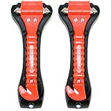 Ammallo 2 Pack Car Safety Hammer with Carbide Tip - Emergency Vehicle Escape Tool - Seat Belt Cutter - Window Punch - Auto Glass Breaker - Rescue Survival Kit