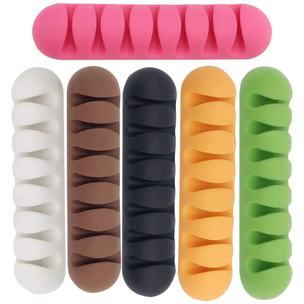 YOFASEN Cable Clips - Self Adhesive Cable Clip Holders Reusable - Cable Clips Cord Management Organizer, 6 Colors, 6pcs