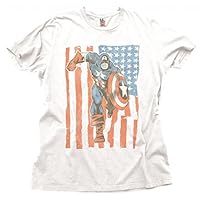 Junk Food Captain America Flag Adult White T-Shirt (Adult Large)