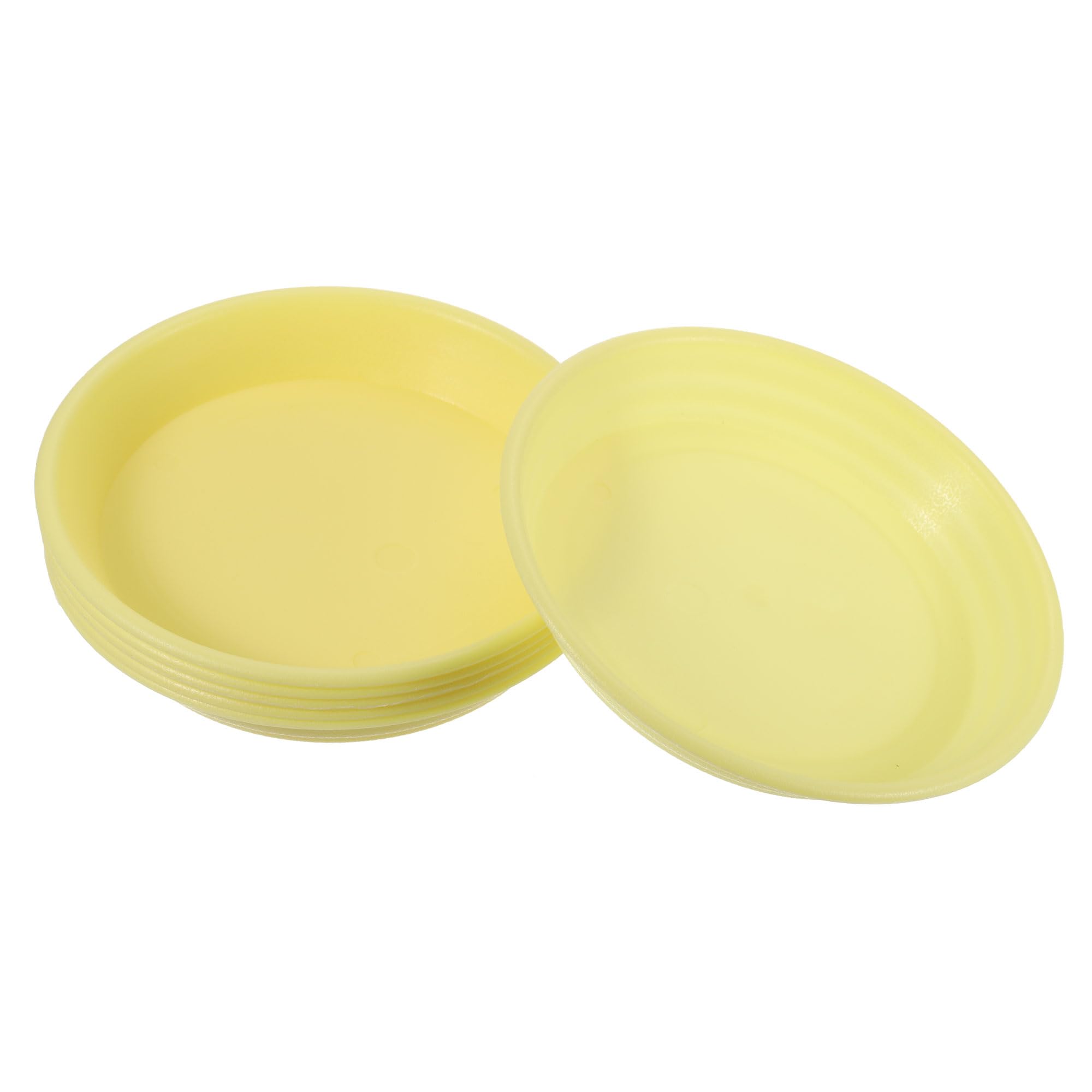 M METERXITY 6 Pack Planter Saucers - Plastic Plant Tray Flowerpot Drip Trays Round Apply to Outdoor/Garden (5.6 Inch/ 14.2cm, Yellow)