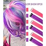 Pink and Purple Wig Pieces for Kids Straight Clip in Colored Hair Extensions for Girl (Purple Pink)