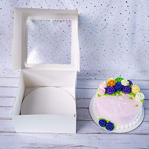 [15pcs]10x10x5 Inch Cake Boxes With Boards Set,White Large Tall Sturdy