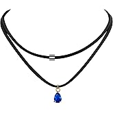 Sacina Layered Black Choker Necklace, Glass Teardrop Chocker, Black Necklace, Gothic Goth Boho Choker, Christmas Jewelry Gift For Women