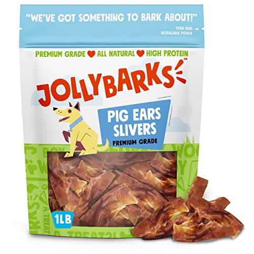 JollyBarks Pig Ears for Puppies (1lb) Premium Natural Single Ingredient