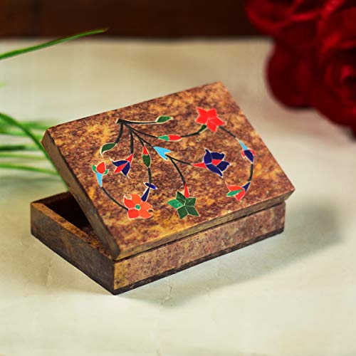 Hashcart Designer Marble Box - Floral Design Box Organiser for Girls (6x4 inch)