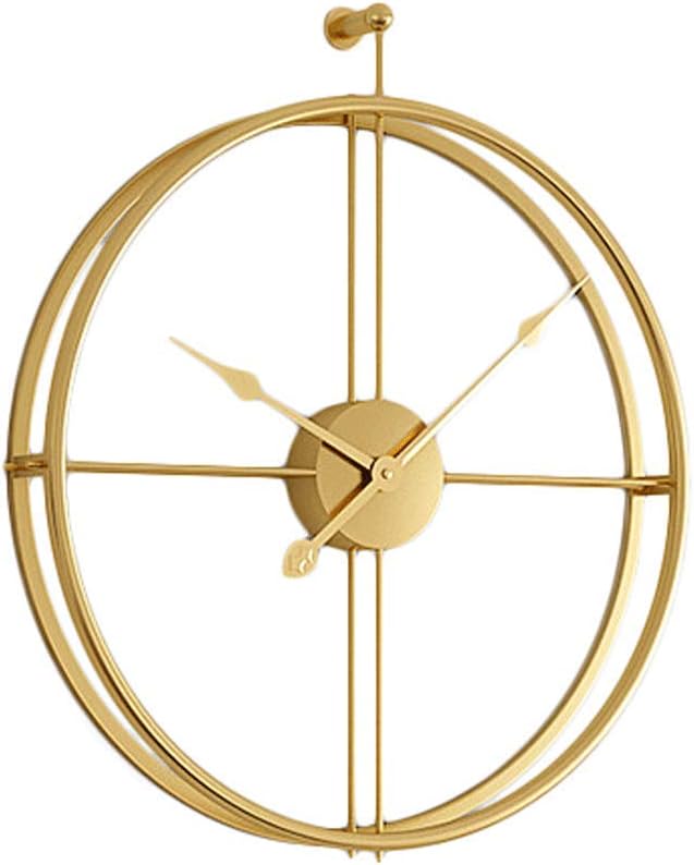HIGJ Polygon Wall Clock Oversized Metal Clocks Round Clock Minimalist Decorative Pocket Watch No Ticking 52cm (Color : Gold)