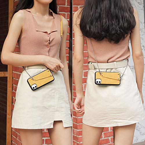 JISON21 iPhone 11 case with Lanyard,iPhone 11 Case Crossbody Chain with Credit Card Holder Slot Adjustable Detachable Strap Leather Case Cover for Apple iPhone 11 6.1 inch 2019