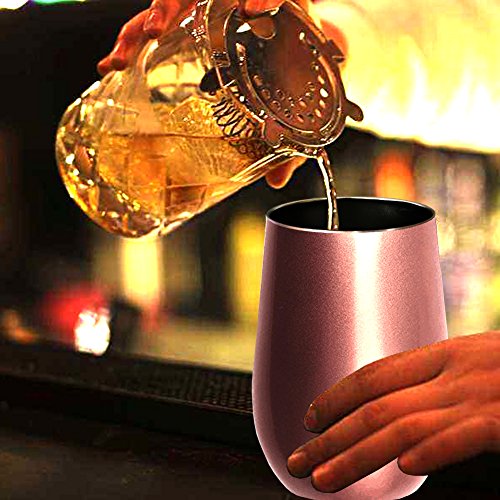 Insulated Stemless Wine Glass - 12 oz Insulated Wine Glasses with Lid Stainless Steel Tumbler Cup for Wine Drinks Coffee Cocktails Champagne Double Wall Vacuum Wine Glasses - Thumbnail 4