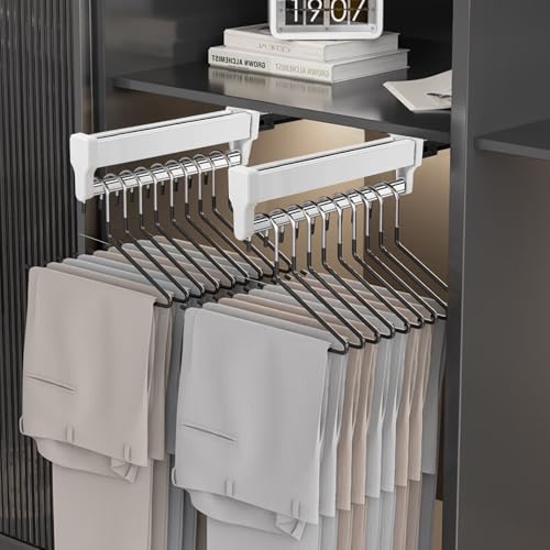 MAFAGE Extendable Clothes Rail Pull Out Clothes Rail Adjustable Telescopic Bar 397mm White