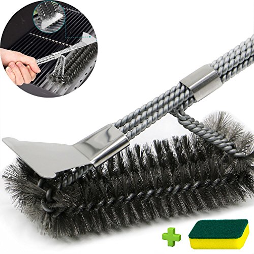 Wolone Grill Brush, Grill Brush And Scraper Safe, Durable, Quick Clean BBQ Brush Barbecue Brush Cleaner 18