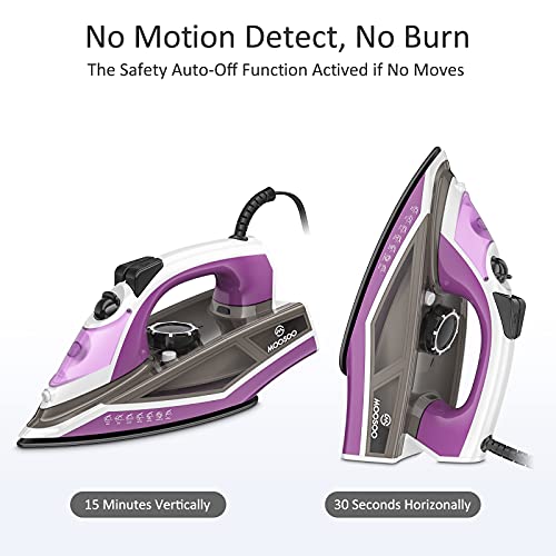 MOOSOO Steam Iron, 1500W Portable Steam/Dry Iron for Clothes, Antidrip