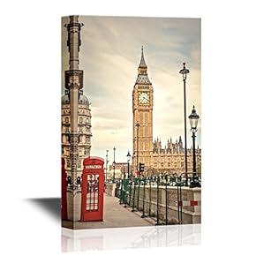 Watercolor Style Canvas Wall Art - London Landmarks - Gallery Wrap Modern Home Art | Ready to Hang - 12x18 inches