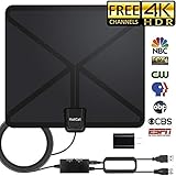 TV antenna, [2019 Newest] Indoor Digital HDTV Amplified Antennas Freeview 4K HD VHF UHF for Local Channels 70-100Miles Range With Switch Amplifier Signal Booster Support ALL TV’s-16.5ft Coax Cable