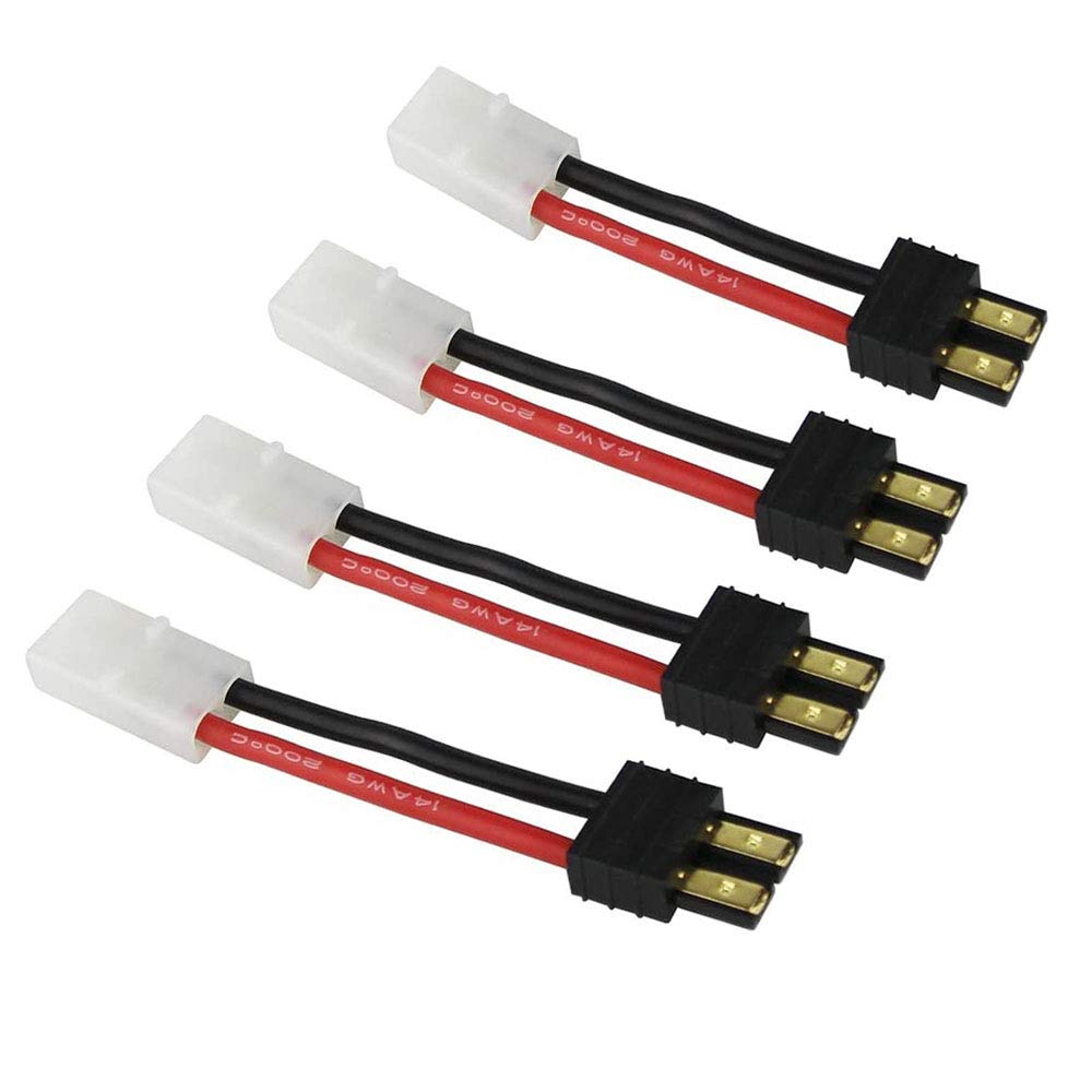 FLY RC 4pcs Male TRX Traxxas to Female Tamiya Adapter Connector Cable for RC Airplane Lipo Battery ESC Charger