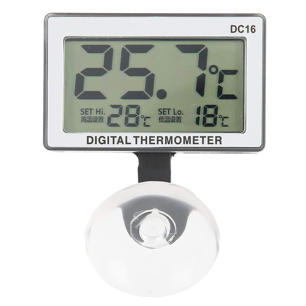 Aquarium Thermometer, Submersible Fish Tank Alarm Temperature Meter LCD Digital Waterproof Thermometer with Suction Cup for Tropical Freshwater and Saltwater Ta
