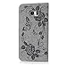 Mavis's Diary Galaxy S6 Edge Plus Case, Wallet Embossed Peonies and Butterflies PU Leather Snug Fit Soft TPU Inner Cover with Magnetic Clip & ID/Credit Card Holders - Grey