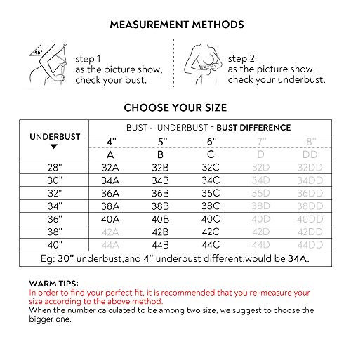 FallSweet Padded Push Up Lace Bras for 34A to 44C Underwire (Beige, 42C) | Pricepulse