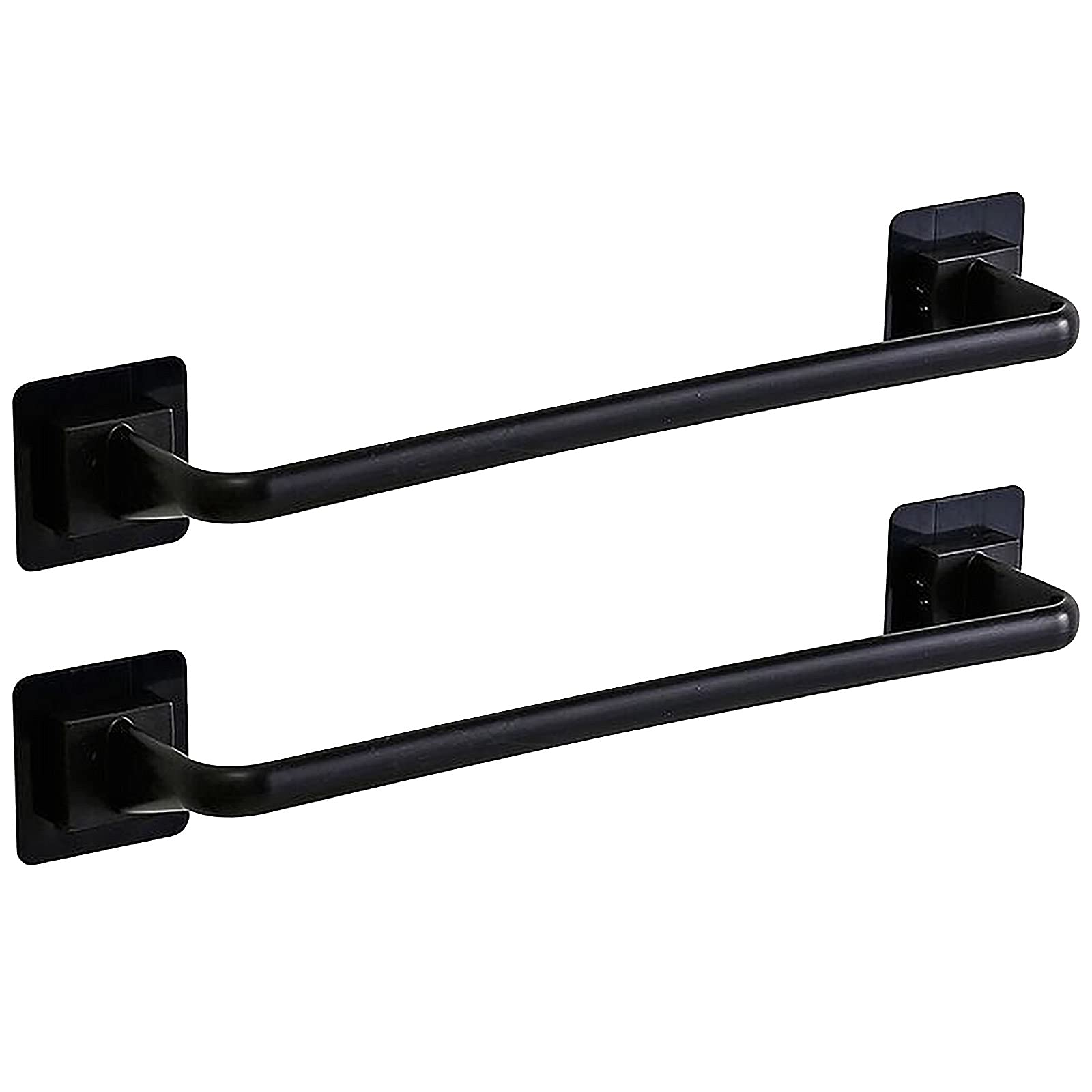 2 Pieces Towel Bar rail, Plastic Wall mount Pot Lid Rack, Self Adhesive Hanger Rail Organizer Holder, Bar Bathroom Accessories, for Kitchen Bathroom Toilet (Black, 34 cm)