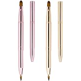 Unaone 2 Pack Lip Brush for Lipstick, Retractable Lip Brushes, Dual-ended Makeup Brush for Lipstick Lip Gloss, Include Lid