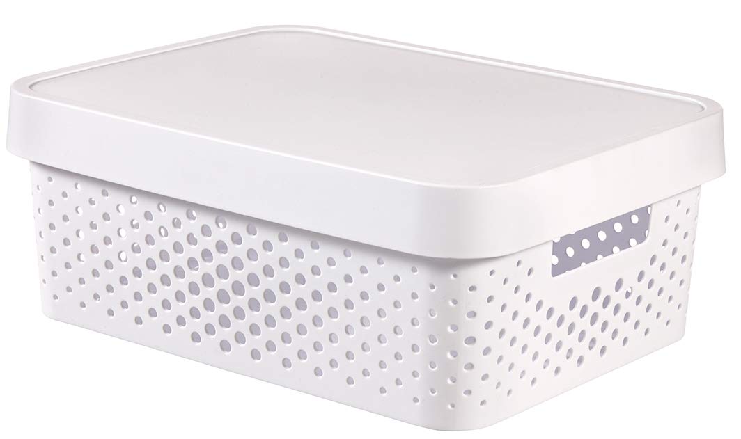 Curver 04753-n23-00 Infinity Dots White plastic storage box with lid 27 x 36.60 x 15.20 cm 11 Litres