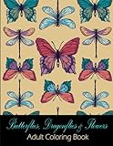 Butterflies, Dragonflies & Flowers: Adult Coloring Book by
