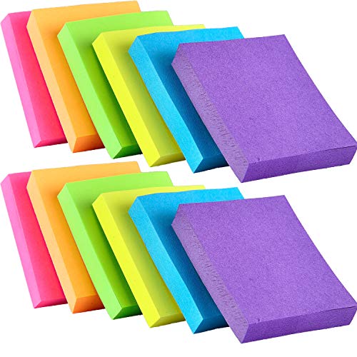 image for heartybay Middle Size Sticky Notes with Double Sided Tape, 6 Assorted 