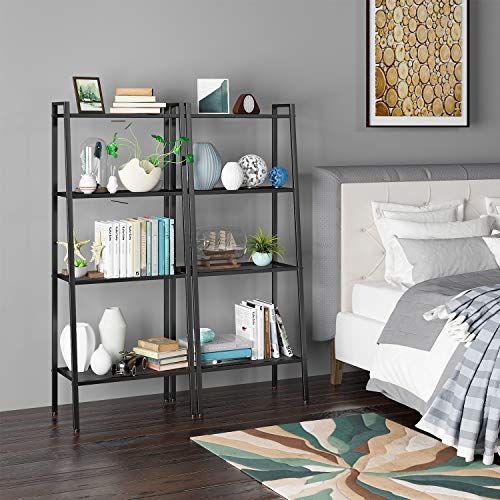 HOMFA Metal 4 Shelf Bookcase, Multifunctional LadderShaped Plant