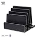 MobileVision Slim Black Faux Leather Executive Stand with Adapter for Compatible Apple Watch Combo for Docking Watch, Smartphones, Tablets, Laptops