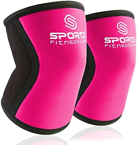 Knee Sleeves (XXL) Pink by Sports Fitness Labs - 7 mm Knee Support Wraps Best for WODs, Weightlifting, Powerlifting, Bodybuilding, Squats, Plyometics, Fitness - Men &amp; Women - Pair of Knee Sleeves