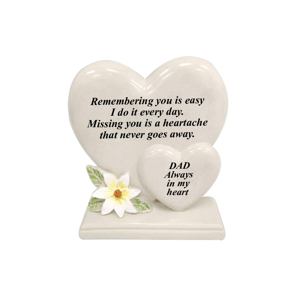 Personalised Grave Ornament/Memorial Plaque with Double Hearts | Graveside Decoration Gift in the Loving Memory of your Loving Deceased Ones (Dad)