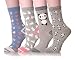 Dosoni Girl Novelty Cartoon Animal Lovely Cute socks 4 packs-Gift Idea (Panda/Blue, free size)