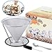 Stainless Steel Coffee Filters, IdealHouse Pour Over Coffee Dripper Cone Coffee Filter with Pour Over Cup Stand, Spoon and Brush,BPA Free,4 Cups