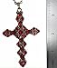 Gypsy Jewels Long Christian Cross Rhinestone Necklace (Red - Gold tone)