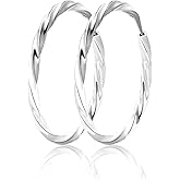 KUYLBUK 925 Sterling Silver Hoop Earrings for Women Lightweight Twisted Small Hoops Earrings Hypoallergenic 13/15/18/20mm
