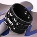 MengPa Men Leather Bracelet Punk Braided Rope Alloy Bangle Wristband Black-H0781A