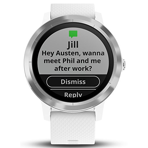 Beach Camera Garmin 010-01769-21 Vivoactive 3 GPS Fitness Smartwatch (White & Stainless) + 1 Year Extended Warranty
