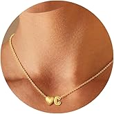 QILMILY Initial Necklace for Women Teen - 14K Gold Plated A-Z Heart Initial Necklaces for Women Tiny Heart Necklace Jewelry for Wome Birthday Personalized Valentine's Day Gifts Trend Stocking Stuffers for Teen