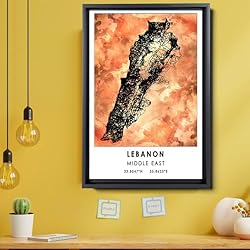Lebanons country Map Poster, Lebanons Country road