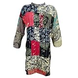 Womens Long Tunic Dress Patchwork Boho Chic Embroidered Shirt Kurti