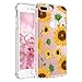 JIAXIUFEN Compatible with iPhone 7 Plus iPhone 8 Plus Case Cute Gold Sunflower Clear Slim Shockproof Flower Floral Design Soft Flexible TPU Silicone Back Cover Phone Case