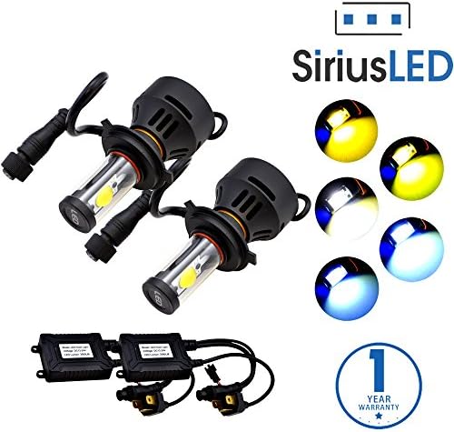 SiriusLED 4th Gen Extremely Bright 7200 Lumens CREE LED Bulbs for Headlights Fog Lights DRL Conversion Kit With Color Change Option H4 9003 HB2 Dual Hi Low Beams 6000K Xenon White