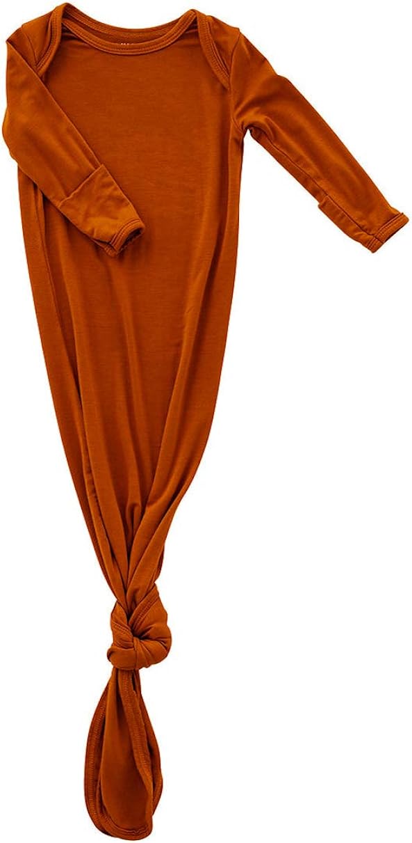 Wallaby Kids Extra Tall Knotted Baby Gown, Super Soft Bamboo Newborn Sleeper for Baby Girl and Boy (Clay): Clothing