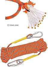 X XBEN 8mm 20m Outdoor Rope Multi-use Safety Cord Orange with Carabiners view 2