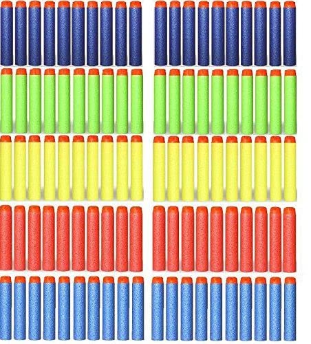 Mu&Nin 100PCS Refill Darts for Nerf Gun, [Individually Wrapped 10pcs/Pack] 5 Colors Foam Bullets with Reusable Zipped Storage Bag, Compatible with Elite Series, Modulus, Perfect Easter Party Favor