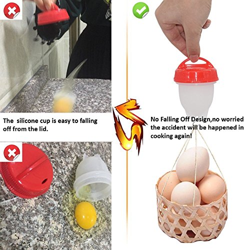 Egg Cooker-Silicone Egg Poachers for hard boiled eggs,Non Stick Egg Cups AS SEEN ON TV ,Hard&Soft Maker ,Boil Eggs Without the Egg Shell (Pack of 6) - Thumbnail 2