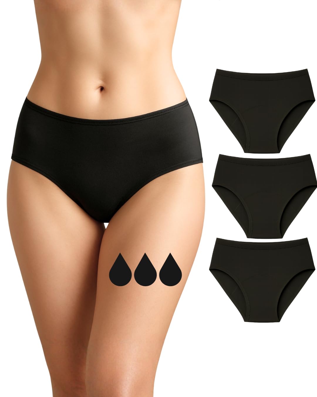 NoBlood Period Pants Heavy Flow for Women and Teenage Girls - Washable - Cotton - Eco-friendly - Menstrual Underwear - Absorbent Periods Undies - Womens Teens Girl (Ultra-Pack, XS) — image 1