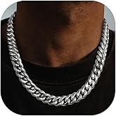 FaithHeart Chunky Miami Cuban Link Chain Necklace for Men - Gold Plated/Black Stainless Steel Hip Hop Chains Necklaces, 6/10/14mm Width 18/20/22/24/26/28 Inch Length, with Gift Box