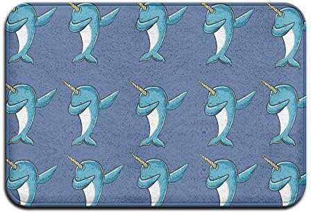 Soft Non-slip Funny Narwhal Dab Bath Mat Coral Rug Door Mat Entrance Rug Floor Mats For Front Outside Doors Entry Carpet 24x16 inch.