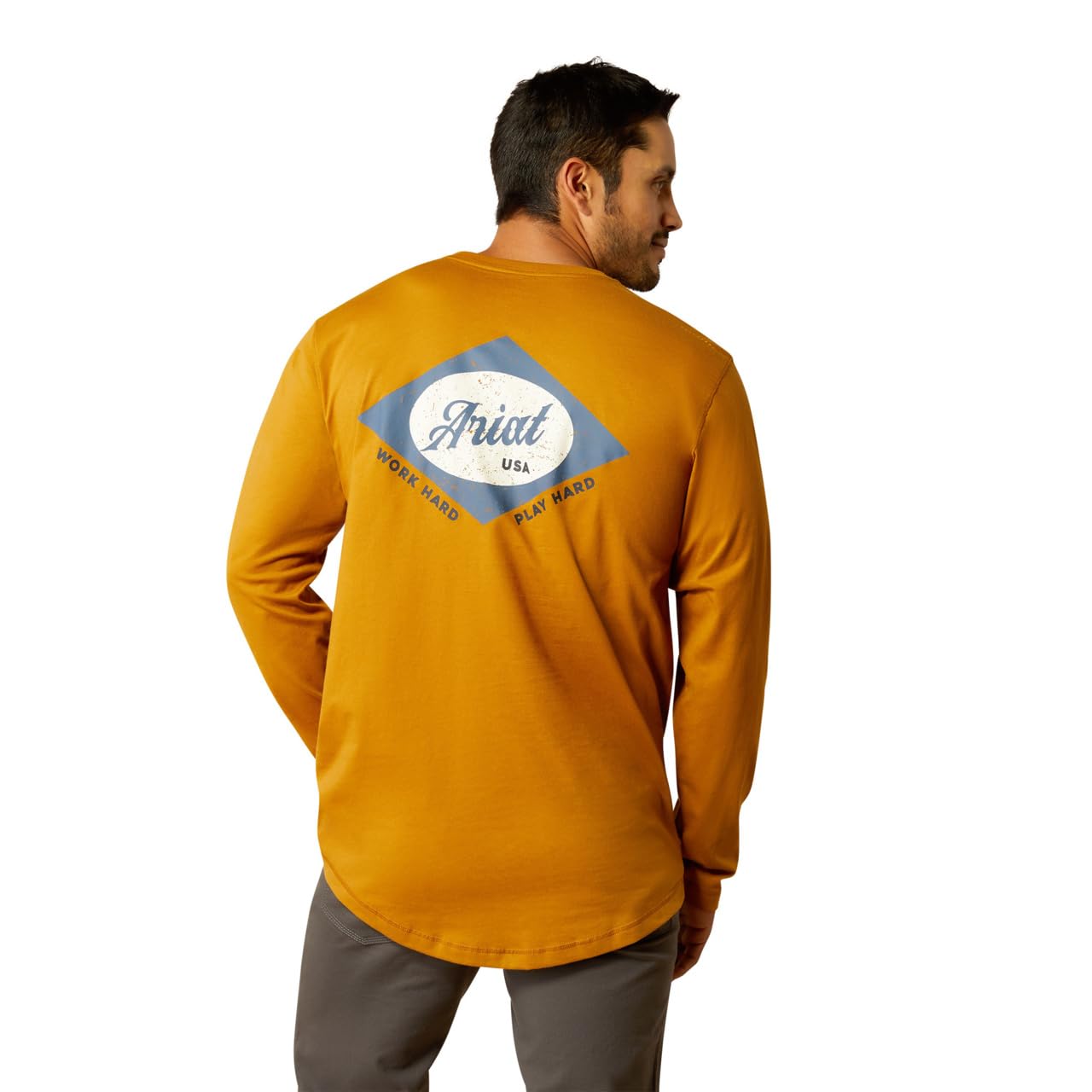 ARIAT Men's Rebar Workman Diamond Logo T-Shirt, Golden Brown, X-Large Image